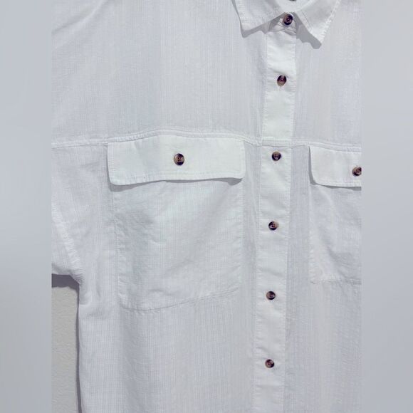 Everlane Oversized Textured Camp Short Sleeve Shirt w/ Chest Pockets Size Small - Picture 3 of 7
